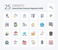 Gdpr 25 Flat Color icon pack including gdpr. terms. email. rules. gdpr vector