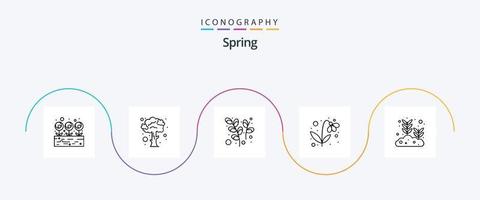 Spring Line 5 Icon Pack Including plant. growing. easter. nature. present vector