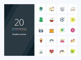 20 icono de color plano del carnaval brasileño para la presentación vector