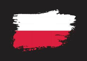 vector de bandera de polonia de trazo de pincel grunge dibujado a mano