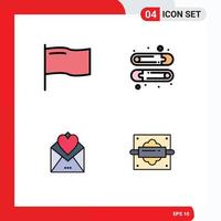 4 Universal Filledline Flat Colors Set for Web and Mobile Applications country love letter baby letter rolling Editable Vector Design Elements