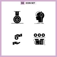 Pictogram Set of 4 Simple Solid Glyphs of medal bureaucracy headphones sound box Editable Vector Design Elements