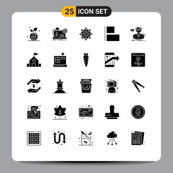 Pictogram Set of 25 Simple Solid Glyphs of professor horizontal seminar align machine learning Editable Vector Design Elements