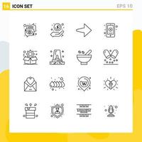 16 Universal Outlines Set for Web and Mobile Applications box medical money in hand hospital app Editable Vector Design Elements
