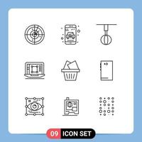 Pictogram Set of 9 Simple Outlines of increase designing tool appliances decrease whisk Editable Vector Design Elements
