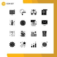 Universal Icon Symbols Group of 16 Modern Solid Glyphs of tie business study travel document Editable Vector Design Elements
