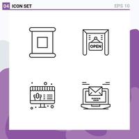 Set of 4 Vector Filledline Flat Colors on Grid for canned computer ecommerce online mail Editable Vector Design Elements