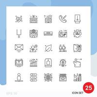 Modern Set of 25 Lines and symbols such as phone communication marketing call online Editable Vector Design Elements