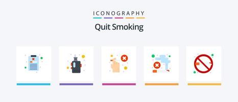 Quit Smoking Flat 5 Icon Pack Including not allowed. block. smoke. banned. smoking. Creative Icons Design vector