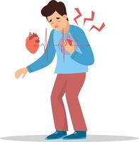 Young man with strong heart attack vector