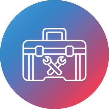 Tool Box Line Gradient Circle Background Icon vector