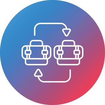 icono de fondo de círculo degradado de línea b2b vector