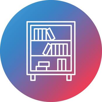 Bookshelf Line Gradient Circle Background Icon vector