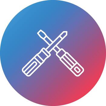 icono de fondo de círculo degradado de línea de destornillador vector