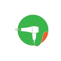 dryer hair logo, hairdryer with blow air, illustration design vector