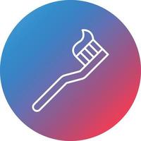 Tooth Paste on Brush Line Gradient Circle Background Icon vector