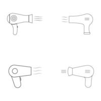 dryer hair icon, hairdryer with blow air, use appliance, thin line web symbol on white background vector