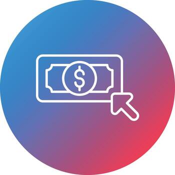 icono de fondo de círculo degradado de línea de pago por clic vector