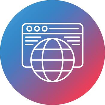 icono de fondo de círculo degradado de línea de sitio web vector