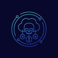 Malware in cloud line vector icon