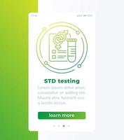 STD testing banner with line icon, vector design