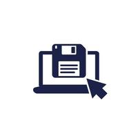 backup, floppy disk icon with laptop vector