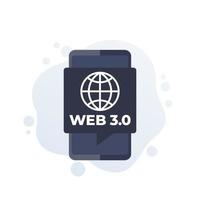 icono de vector de internet web 3.0 con un teléfono inteligente