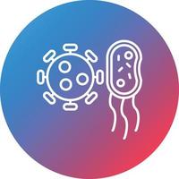 icono de fondo de círculo de gradiente de línea de bacterias y virus vector