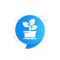 hydroponic farming icon with a plant in water vector