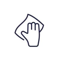 cleaning, wiper in hand line icon vector