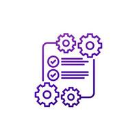 check list with gears, project execution line icon vector