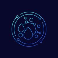 nano particles line icon with drops, vector design