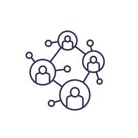 social network, connecting people line icon vector