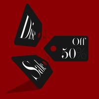 Set tag lae and discount, with flat and red,black solid colors vector