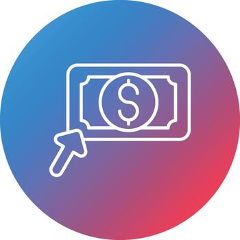 icono de fondo de círculo degradado de línea de pago por clic vector