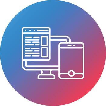icono de fondo de círculo de degradado de línea de sitio web receptivo vector