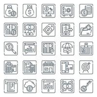 Outline icons for banking and finance. vector