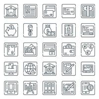 Outline icons for banking and finance. vector