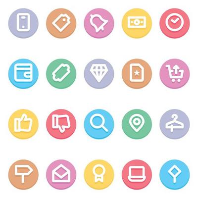 Circle color outline icons for Black friday.