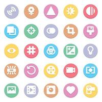 Circle color glyph icons for Camera. vector