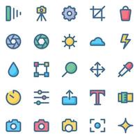 Filled color outline icons for Camera. vector