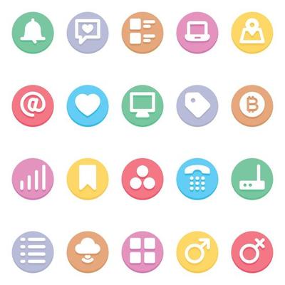 Circle color glyph icons for Social media.