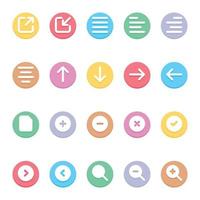 iconos de glifo de color circular para la interfaz de usuario. vector