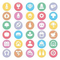 Circle color glyph icons for Thanksgiving. vector