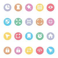 Circle color glyph icons for User interface. vector