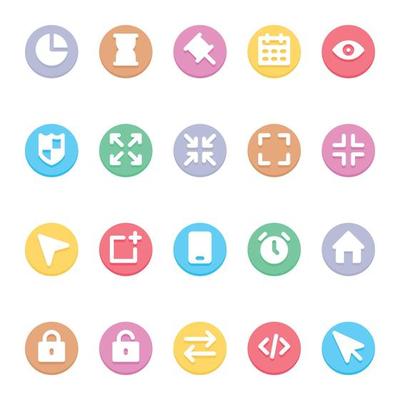 Circle color glyph icons for User interface.