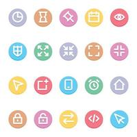 Circle color outline icons for User interface. vector