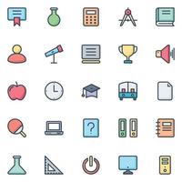 Filled outline icons for Education. vector