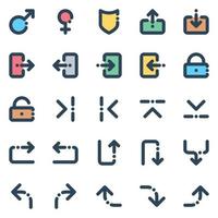 Filled color outline icons for Sign and Symbol. vector