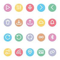 Circle color outline icons for User interface. vector